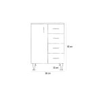 Bianca Plus 60 alacsony szekrény 1 ajtóval, 4 fiókkal,magasfényű fehér színben, balos