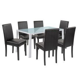 Mira 6+1 étkező garnitúra fehér-fekete