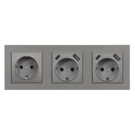   Nova III dugalj kettő USB csatlakozóval szürke szálcsiszolt kerettel