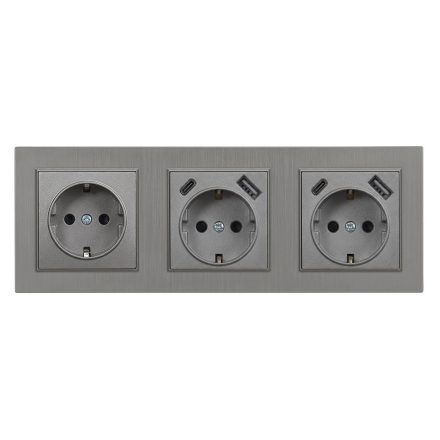 Nova III dugalj kettő USB csatlakozóval szürke szálcsiszolt kerettel