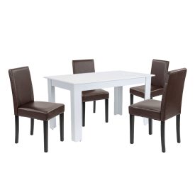 Leon 4+1 étkező garnitúra fehér-barna
