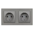 Nova kettős dugalj szürke szálcsiszolt kerettel