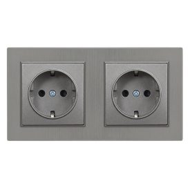 Nova kettős dugalj szürke szálcsiszolt kerettel