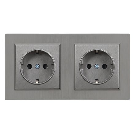 Nova kettős dugalj szürke szálcsiszolt kerettel