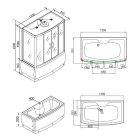 Emilia 85x135 cm hidromasszázs kádkabin elektronikával Black