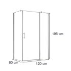 Simple 80x120 cm nyílóajtós aszimmetrikus zuhanykabin zuhanytálca nélkül