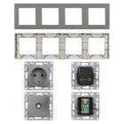 Nova IV kettő dugalj kettő TV csatlakozóval szürke szálcsiszolt kerettel