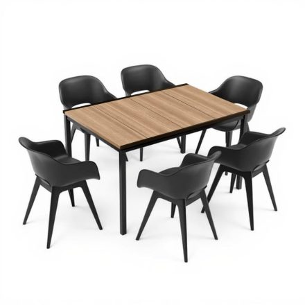 Flora 6+1 kerti bútor garnitúra szett kőris-grafit