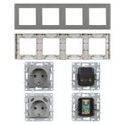 Nova IV kettő dugalj kettő USB csatlakozóval szürke szálcsiszolt kerettel