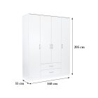 Miami gardróbszekrény 160x205 cm fehér-fehér