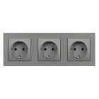 Nova III földelt dugalj  szürke szálcsiszolt kerettel