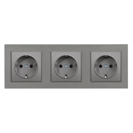 Nova III földelt dugalj  szürke szálcsiszolt kerettel