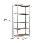 Nagy teherbírású polc 180x90x30 cm 175 kg króm