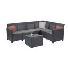 Claire VII 6 személyes sarokgarnitúra párnatartós asztallal