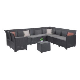   Claire IX 9 személyes sarokgarnitúra párnatartós asztallal