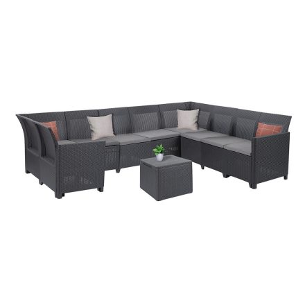 Claire IX 9 személyes sarokgarnitúra párnatartós asztallal