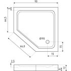 Prato 90 szögletes fekete akril zuhanytálca