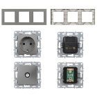 Nova III kettő dugalj TV csatlakozóval szürke szálcsiszolt kerettel