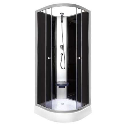 Evora Black 90 hátfalas zuhanykabin zuhanytálcával