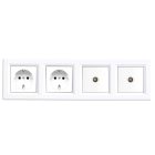 Nova IV kettő dugalj kettő TV csatlakozóval fehér kerettel