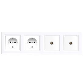   Nova IV kettő dugalj kettő TV csatlakozóval fehér kerettel