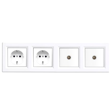 Nova IV kettő dugalj kettő TV csatlakozóval fehér kerettel