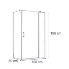 Simple 80x100 cm nyílóajtós aszimmetrikus zuhanykabin zuhanytálca nélkül