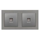 Nova kettős UTP aljzat RJA-45 szürke szálcsiszolt kerettel