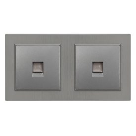   Nova kettős UTP aljzat RJA-45 szürke szálcsiszolt kerettel