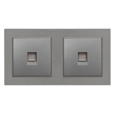 Nova kettős UTP aljzat RJA-45 szürke szálcsiszolt kerettel