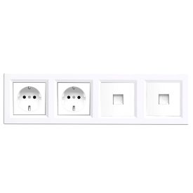   Nova IV kettő dugalj kettő UTP csatlakozóval fehér kerettel