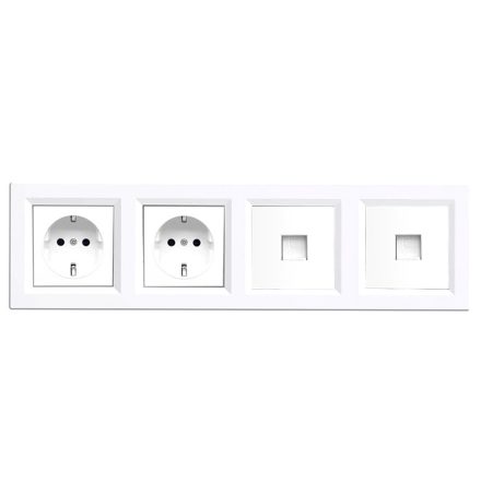 Nova IV kettő dugalj kettő UTP csatlakozóval fehér kerettel