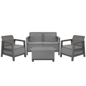   Scandi Box linea duo kerti bútor szett jute tárolós asztallal