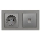Nova dugalj 16A 250V UTP csatlakozóval szürke szálcsiszolt kerettel