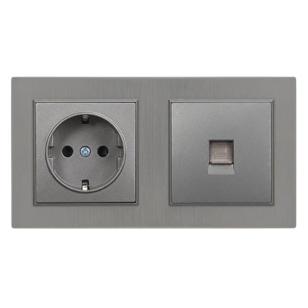 Nova dugalj 16A 250V UTP csatlakozóval szürke szálcsiszolt kerettel