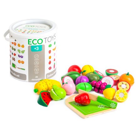 Fa gyümölcsszeletelő készlet, 20 darabos