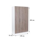 Miami gardróbszekrény 120x205 cm yorki tölgy-fehér