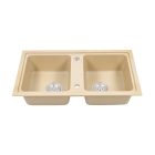 Tia szögletes két medencés gránit mosogató szifonnal bézs