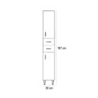 Bianca Plus 30 magas szekrény 2 ajtóval, 2 fiókkal, magasfényű fehér színben, jobbos